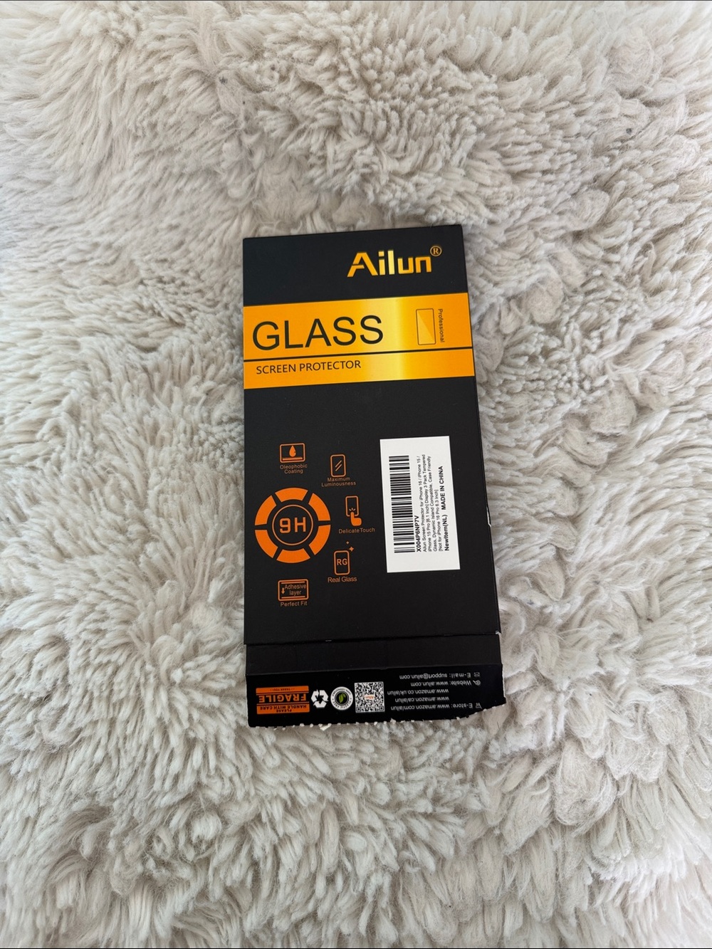Ailun Black and Orange Tempered Glass Screen Protector Packaging